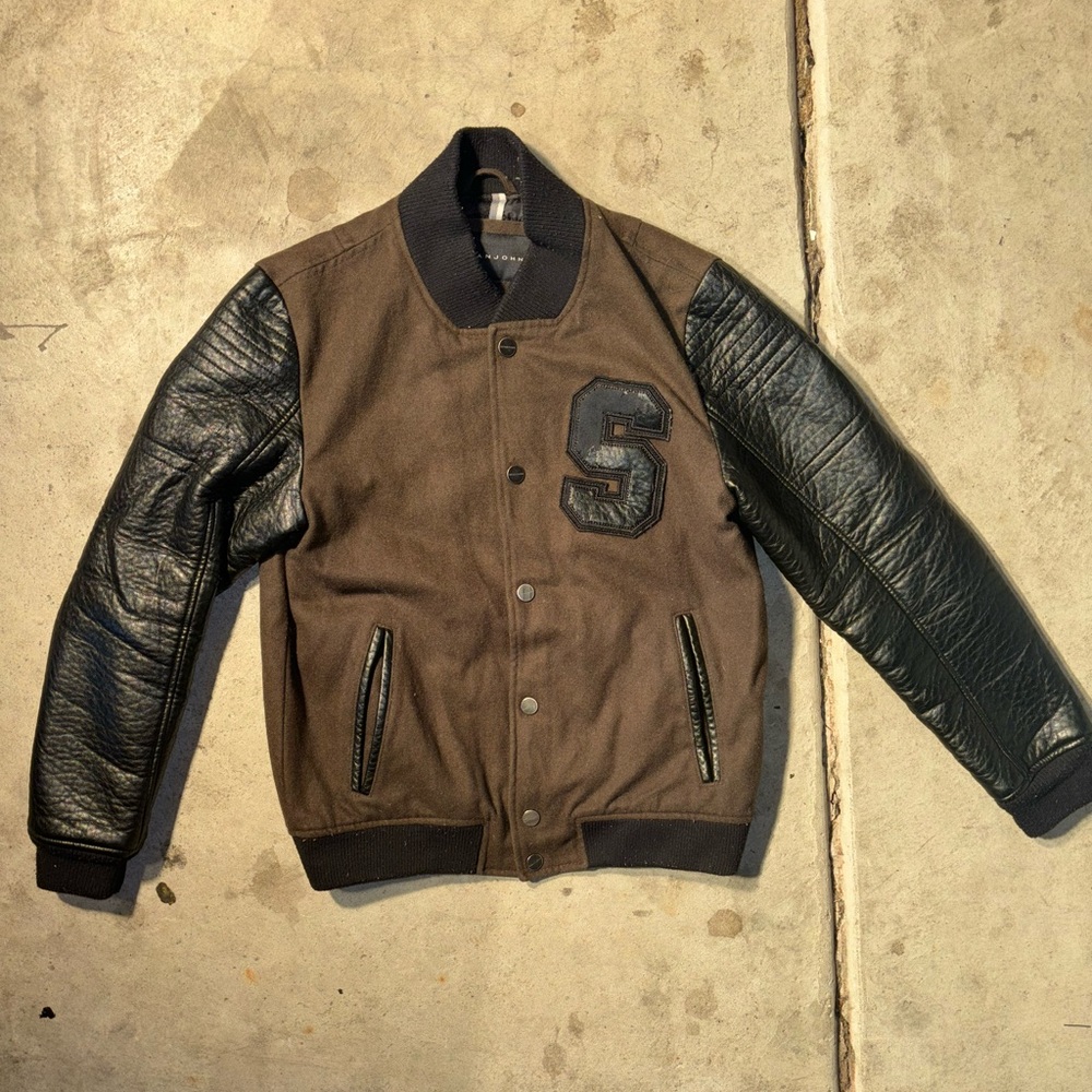 Vintage Sean John Leather Varsity Bomber Jacket Y2K Size Small